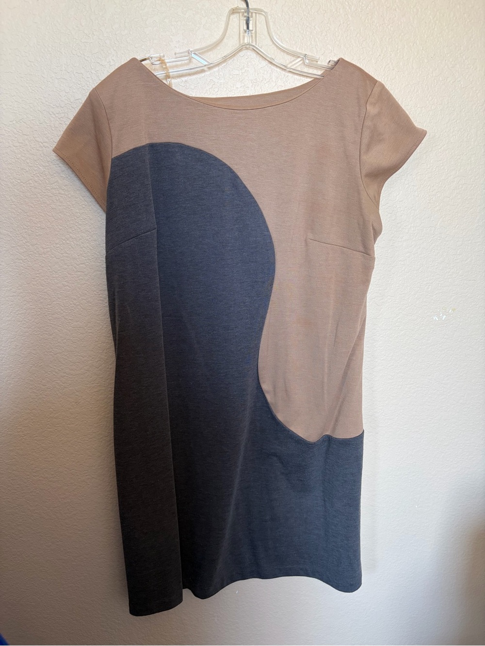 Aa Studio Taupe and Charcoal Colorblock Midi Dress